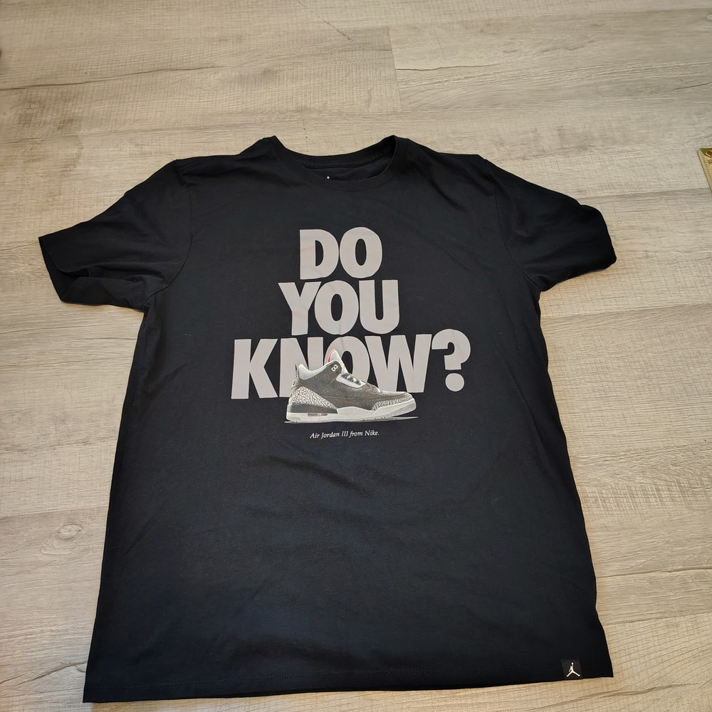 Jordan Brand Do You Know Air Jordan III Graphic T-Shirt Black Mens Large